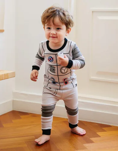 Vista 4 de VAENAIT BABY Toddler Kids Boys Girls 100% Cotton Jaws Truck Dino Snug fit Sleepwear Pajama Pjs Set