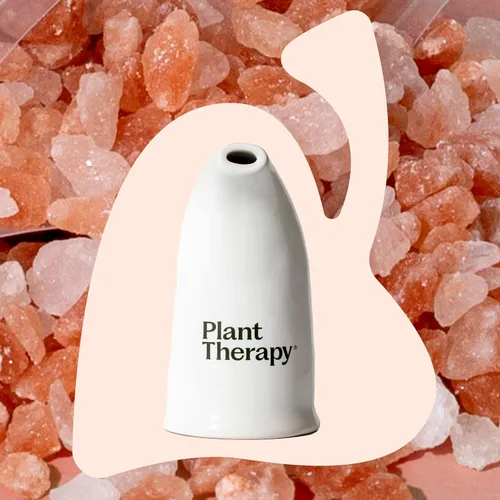 Vista 3 de Inhalador rellenable de sal del Himalaya rosa con sal de cristal rosa del Himalaya.