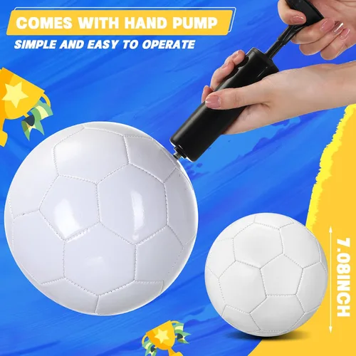 Vista 3 de Jexine Balón de fútbol blanco liso, 3 unidades, pelota de fútbol de bricolaje, autógrafo de donación de caridad cristiana con bomba de aguja