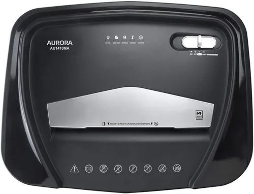 Vista 4 de Aurora Trituradora de papel microcortado/CD y tarjeta de crédito de 14 hojas de grado profesional, 30 minutos de tiempo de funcionamiento continuo