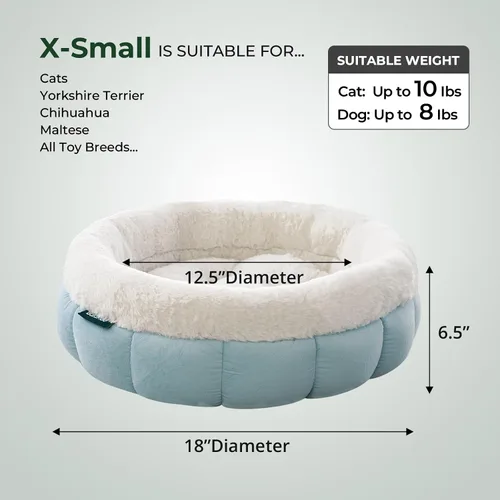 Vista 5 de BALANCE Camas para gatos de interior, Cama redonda lavable para gatos, Linda cama para gatitos con fondo antideslizante para gatito y cachorro, 18