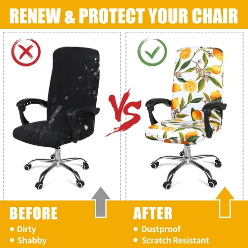 Vista 45 de Smiry fundas elásticas estampadas para silla de oficina de computadora, fundas universales para sillas giratorias de escritorio, extraíbles