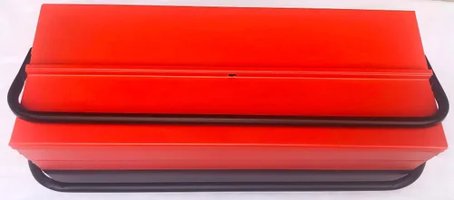 Vista 7 de CARLTONMAN Caja de herramientas portátil de 3 capas y 5 bandejas de 21 pulgadas, organizador universal de herramientas plegable, cuerpo de metal