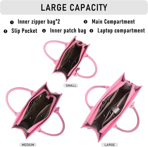 Vista 5 de Bolsa de mano para mujer, estilo satchel, con asa superior y correa para el hombro
