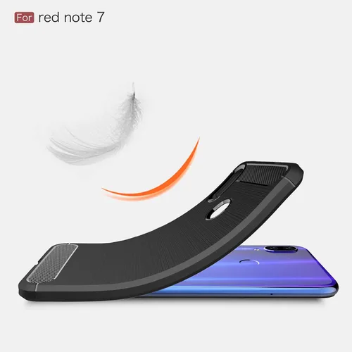 Vista 5 de Funda compatible con Xiaomi Redmi Note 7, fibra de carbono absorción de choque Slim Case (negro)