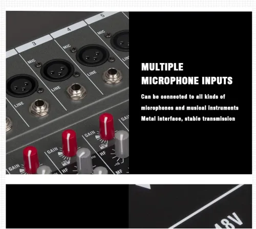 Vista 16 de CK-60 Mezclador profesional (6 canales) para grabación DJ Stage Karaoke Music Application w/USB Drive BT