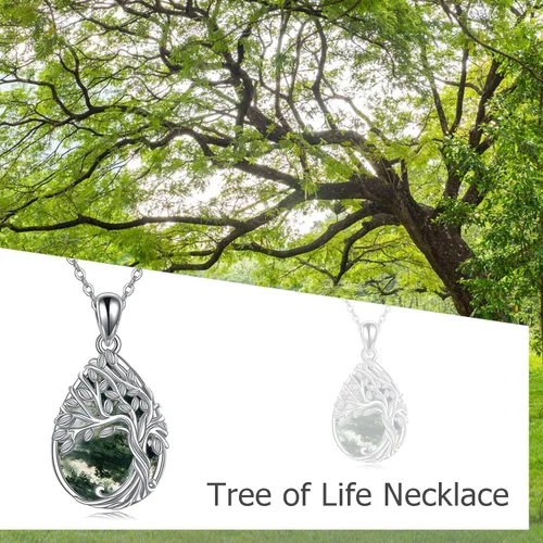 Vista 109 de ONEFINITY Collar de plata de ley 925 con diseño de árbol de la vida con colgante de nudo celta de concha de abulón para mujer