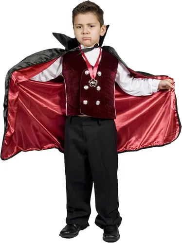 Vista 2 de Disfraz infantil de vampiro para Halloween, talla 5, 6 y 7