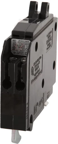 Vista 3 de Square D de Schneider Electric QOT1520CP Interruptor de circuito mini tándem, QO, 1 x 1 polo a 15A o 20A, 120/240VAC, 10kA, montaje en enchufe, negro
