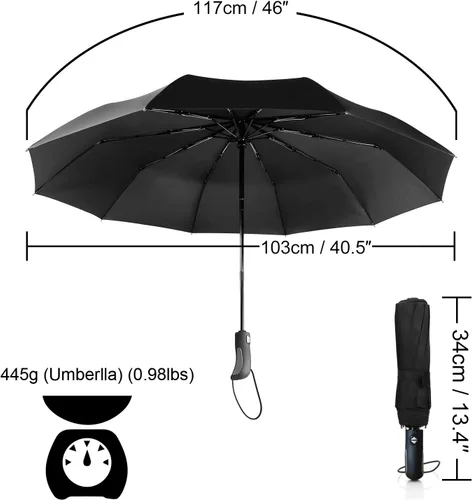 Vista 2 de ABCCANOPY Umbrella Windproof Travel Umbrella - Wind Resistant, Small - Compact, Light, Automatic, Strong, Mini, Folding and Portable - Backpack