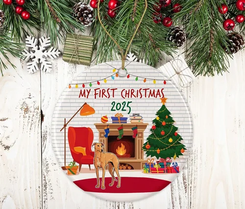 Vista 2 de Yanashop88 Adorno de Navidad de galgo, primera Navidad de galgo, adorno para perro, mi primer perro de Navidad, adorno de Navidad para mascotas