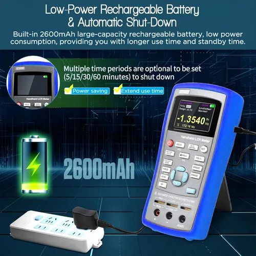 Vista 9 de Medidor LCR Precisión 0.3% Puente eléctrico digital de mano con pantalla TFT Probador de capacitancia multímetro multifunción de inductancia