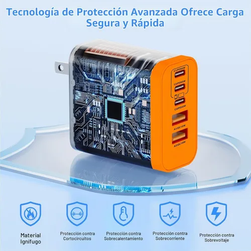 Vista 4 de QZIIW Bloque de cargador rápido de pared USB C, bloque de carga rápida tipo Naranja
