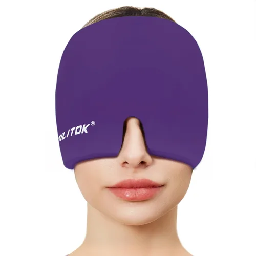 Vista 9 de EXQUISLIFE Gorra de Alivio para Migraña y Dolor de Cabeza, Envoltura de Hielo en Gel, Terapia de Calor y Frío, Máscara para los Ojos para Alivio