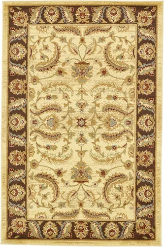 Vista 24 de Unique Loom - Colección Voyage - Alfombra redonda tradicional oriental, marrón, Polipropileno, Marrón/Azul Claro