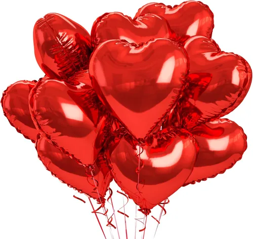 Vista 53 de Globos de corazón azul bebé, 10 piezas de globos en forma de corazón azul claro y blanco pastel, globos de papel de aluminio blanco arena crema