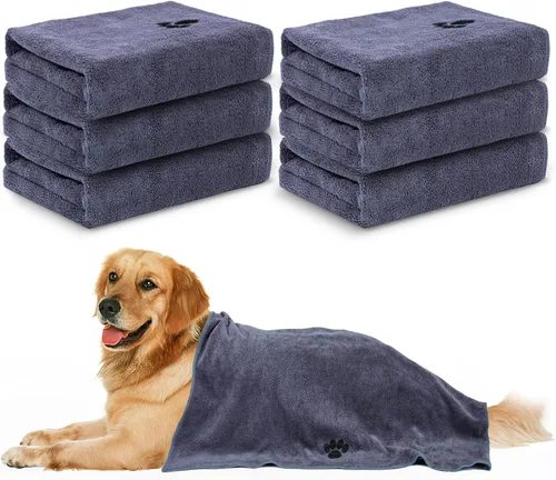 Vista 10 de Paquete de 2 toallas de microfibra para perros, suministros perfectos para Marrón