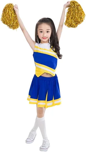 Vista 3 de Disfraz de uniforme de animadora de 2 piezas para niñas pequeñas, disfraz completo para cosplay