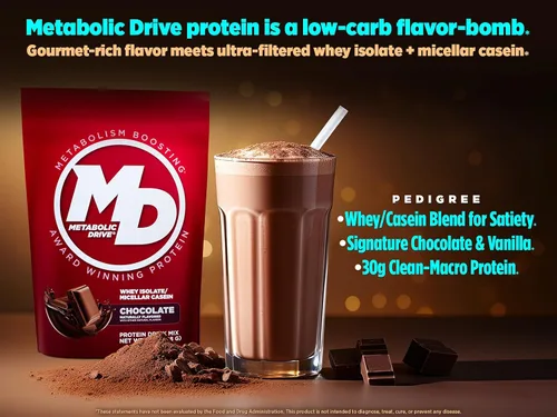 Vista 3 de Biotest Metabolic Drive Protein - Bomba de sabor baja en carbohidratos - 20 porciones, chocolate