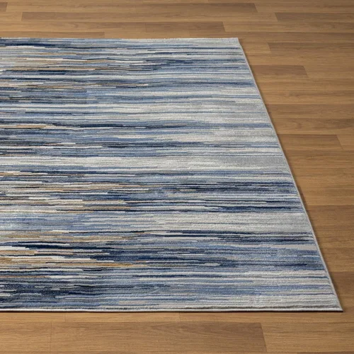 Vista 6 de LUXE WEAVERS Alfombra de área Art Deco de rayas geométricas azul 2x3