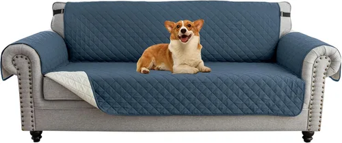 Vista 26 de UNBBRRL Funda de sofá reversible para perros y gatos, funda impermeable para muebles para mascotas y niños, protector de sofá con correas elásticas