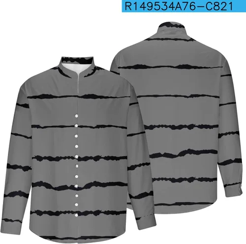 Vista 3 de Camisas con estampado étnico étnico con botones para hombre, camisa de moda con solapa, blusa ajustada, tops casuales de algodón