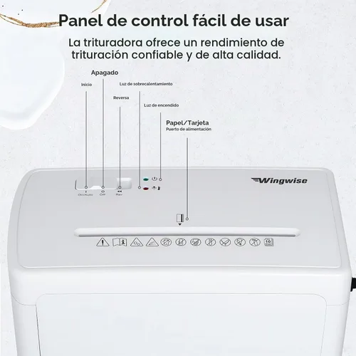 Vista 4 de Wingwise Trituradora de papel de 40dB de ruido ultra bajo para la oficina Blanco