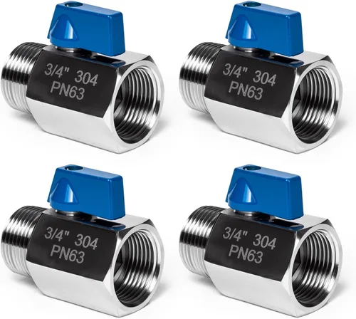 Vista 20 de Paquete de 2 válvulas de bola mini de 1", válvula de cierre de acero inoxidable 304 rosca NPT hembra x macho válvulas pequeñas para espacio compacto