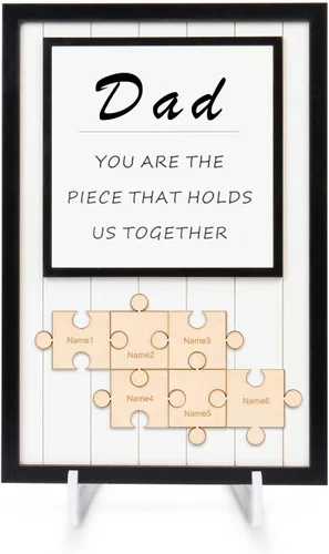 Vista 16 de Letrero personalizado con nombre de la familia, adornos de madera para la familia, placa de rompecabezas con nombre personalizado, decoración
