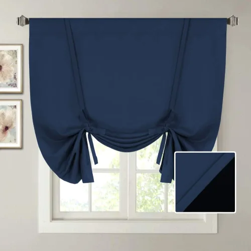 Vista 10 de H.VERSAILTEX Cortinas cortas 100% opacas para ventana de cocina, cortinas de amarre de eficiencia energética, bolsillo para barra, cubierta