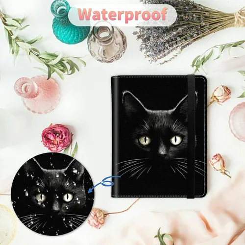 Vista 4 de Álbum de fotos de gatos negros de 4 x 6 pulgadas, 120 bolsillos con banda elástica fuerte, carpeta protectora de hojas pequeñas para fotos, álbum