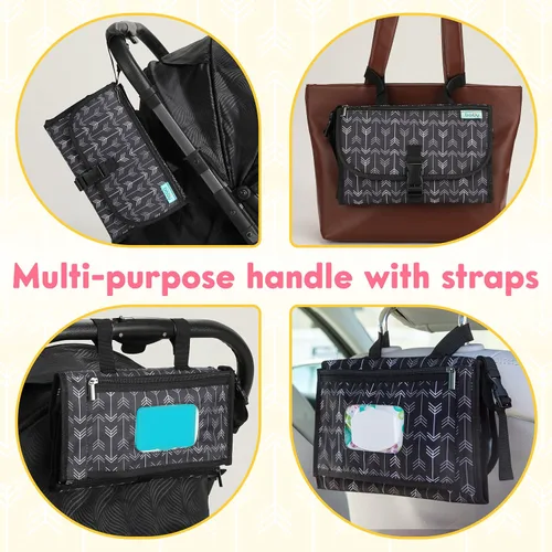 Vista 3 de Kopi Baby Cambiador de pañales portátil, bolsa de viaje para cambiador de pañales para bebé con bolsillo para toallitas, cambiador portátil