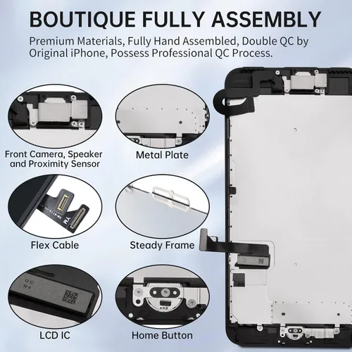 Vista 2 de Pantalla de repuesto para iPhone 7 Plus con botón de inicio de 5,5 pulgadas, color negro LCD Display Digitizer 3D Touch Full Assembly with Front