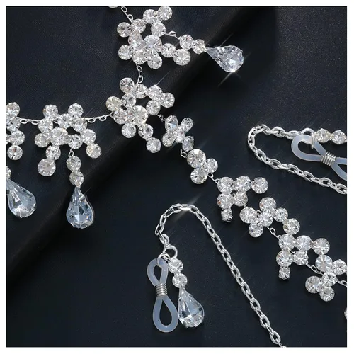 Vista 4 de Sujetador de diamantes de imitación, cadena de pezón, cadena de cristal en el pecho, lencería sexy, joyería de pezón, joyería de cuerpo rave