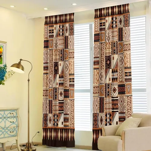 Vista 2 de Dreaweet African Tribal Blackout Curtains 63 Inch Long 2 Panels Set Bohemian Ethnic Geometric Grommet Top Thermal Insulated Curtains for Living Room