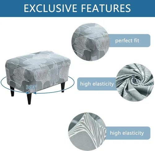 Vista 5 de Eco-Ancheng Funda elástica para silla, funda otomana rectangular de almacenamiento, funda otomana para reposapiés, fundas otomanas para taburete