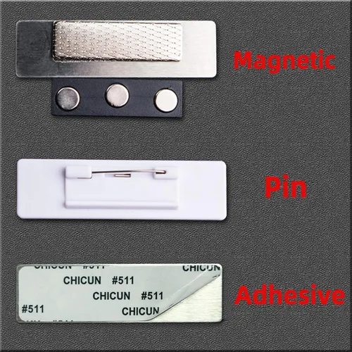 Vista 2 de Placa de identificación personalizada con grabado láser, placa de identificación personalizada para empresas con magnético, alfiler, parte trasera