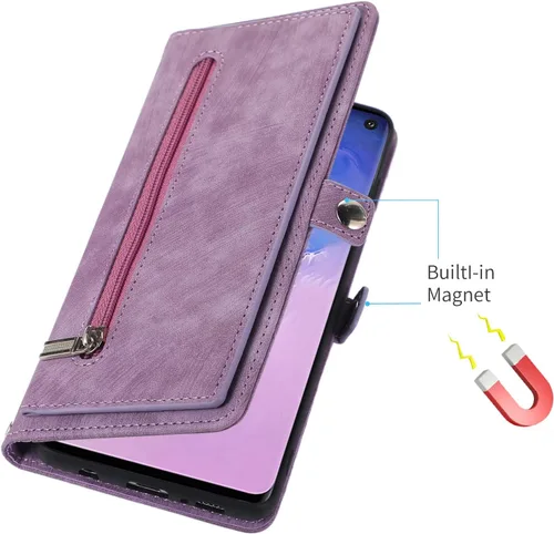 Vista 8 de Asuwish Funda de teléfono para Samsung Galaxy S10 con protector de pantalla de vidrio templado y correa cruzada para la muñeca de cuero con cierre
