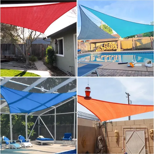 Vista 2 de E&K Sunrise 2 x 2 x 2 pies Toldo de sol triangular, toldo de sombra con bloqueo de rayos UV para patio, jardín y exterior (marrón)