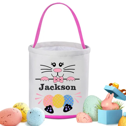Vista 21 de Cestas de Pascua personalizadas para niños y niñas, canasta de conejo de Pascua de Touber para niños pequeños, canasta de caza de huevos de Pascua