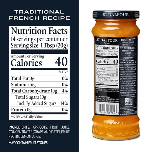 Vista 2 de St. Dalfour Mermelada de Albaricoque - 10 oz - 100% de Fruta, Sin Ingredientes Artificiales, Sin OGM, Sin Azúcares de Caña, Completamente Natural