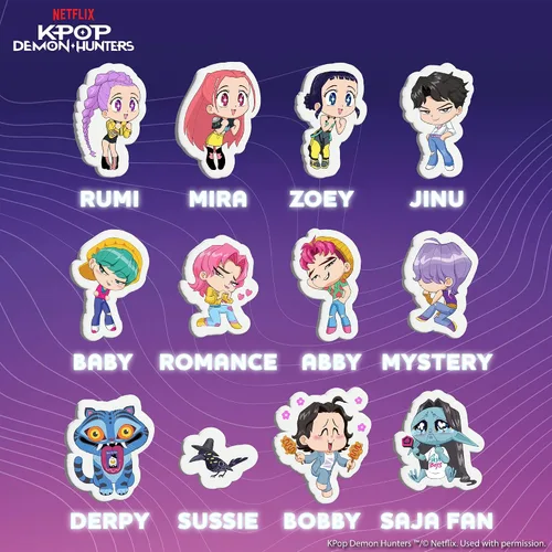 Vista 9 de Horizon Group USA Juego de calcomanías hinchadas para niños, cazadores de demonios Kpop
