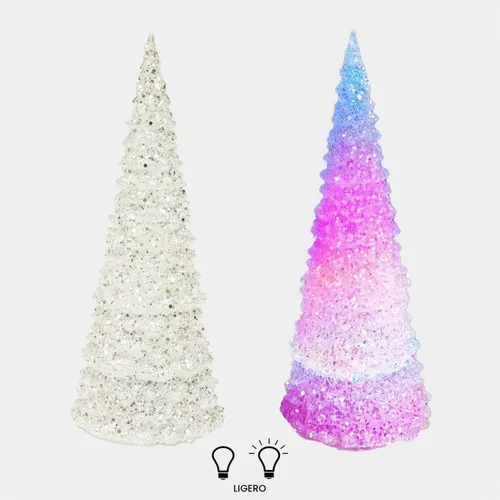Vista 5 de MOMENTS IN TIME Árbol de Navidad acrílico que cambia de color con luz LED, decoración navideña de mesa, funciona con pilas, efecto de cristal