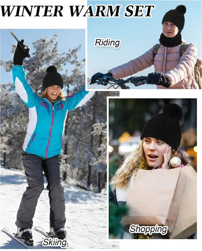 Vista 7 de Tigeen Juego de 8 guantes para pantalla táctil con forro de invierno para hombres y mujeres, guantes para pantalla táctil, bufandas