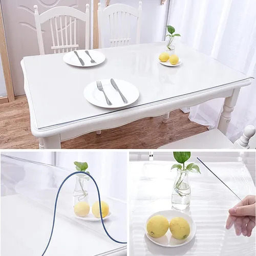 Vista 3 de Mantel de PVC transparente transparente para mesa de escritorio, protector de mesa, resistente al agua, de vidrio suave, tamaño personalizado 0.039
