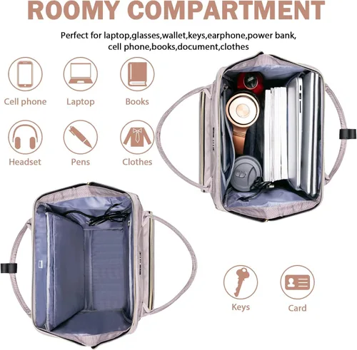 Vista 3 de EMPSIGN - Mochila para laptop de 15.6 pulgadas para mujeres, bolsa de viaje para computadora, negocios y trabajo, repelente al agua, mochila casual