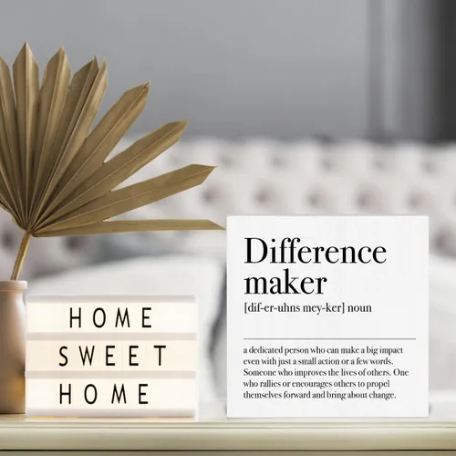 Vista 5 de YYDS Difference Maker Definition Letrero Decorativo de Caja de Madera Regalos de Despedida para Compañeros de Trabajo para Maestro Jefe Líder