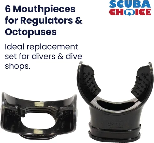 Vista 5 de Scuba Choice Diving Regulator Octopus Mouthpieces with Regulator Tie (6-Pcs) Premium PVC, Universal Fit for Standard Regulators Comfortable