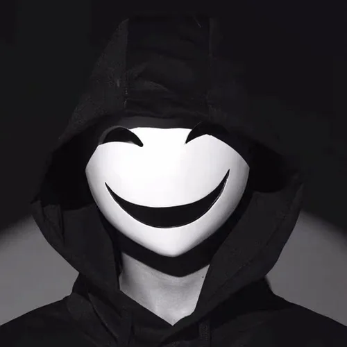 Vista 3 de CAFELE Máscaras japonesas de invasión de talle alto, cosplay, francotirador, Tenkuu, Shinpan, máscaras de sonrisa blanca para Halloween, accesorios