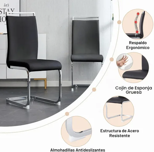 Vista 5 de Juego de mesa de comedor de 63 pulgadas para 4, moderno juego de mesa de comedor de vidrio templado para 4, para el hogar, cocina, sala de estar